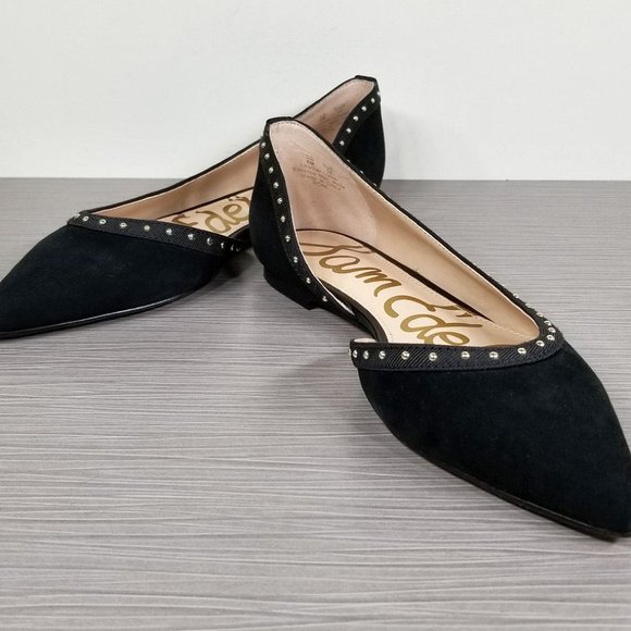 Sam Edelman Roni Studded Half d'Orsay Flat, Black Suede, Womens Size 6 - Picture 4 of 9